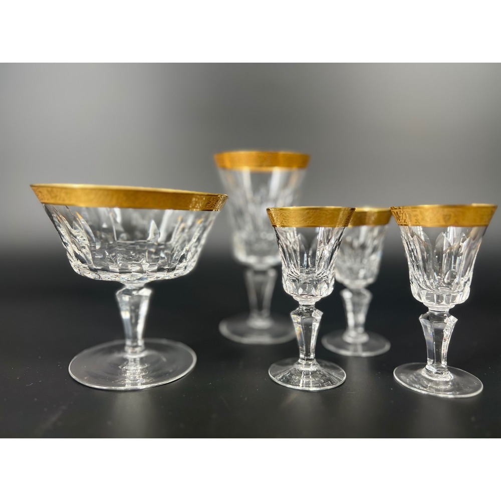 Mixed Lot of Artemisia Cut Crystal Stemware with 24K Gold Rims Europe Midcentury